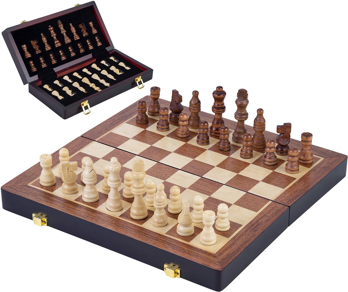 Solidchoice - Houten Schaakset Vouwbaar 30x30 cm