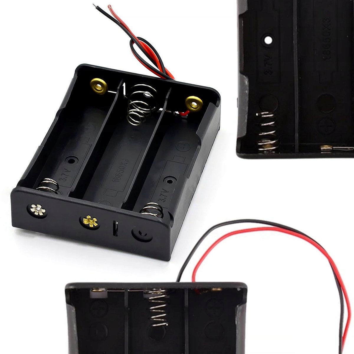 Rosfix Batterijhouder 3x18650 Serie - Open Ontwerp, 100mm Kabel - 7,5x6x1,8cm