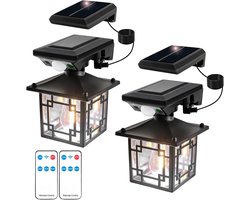 Merkloos 2 Stuks Vintage Wandlamp op Zonne-energie voor Buiten Met Bewegingsmelder, Tuinlicht, Waterdicht IP65, Krachtig Ledlicht (Deelbaar)