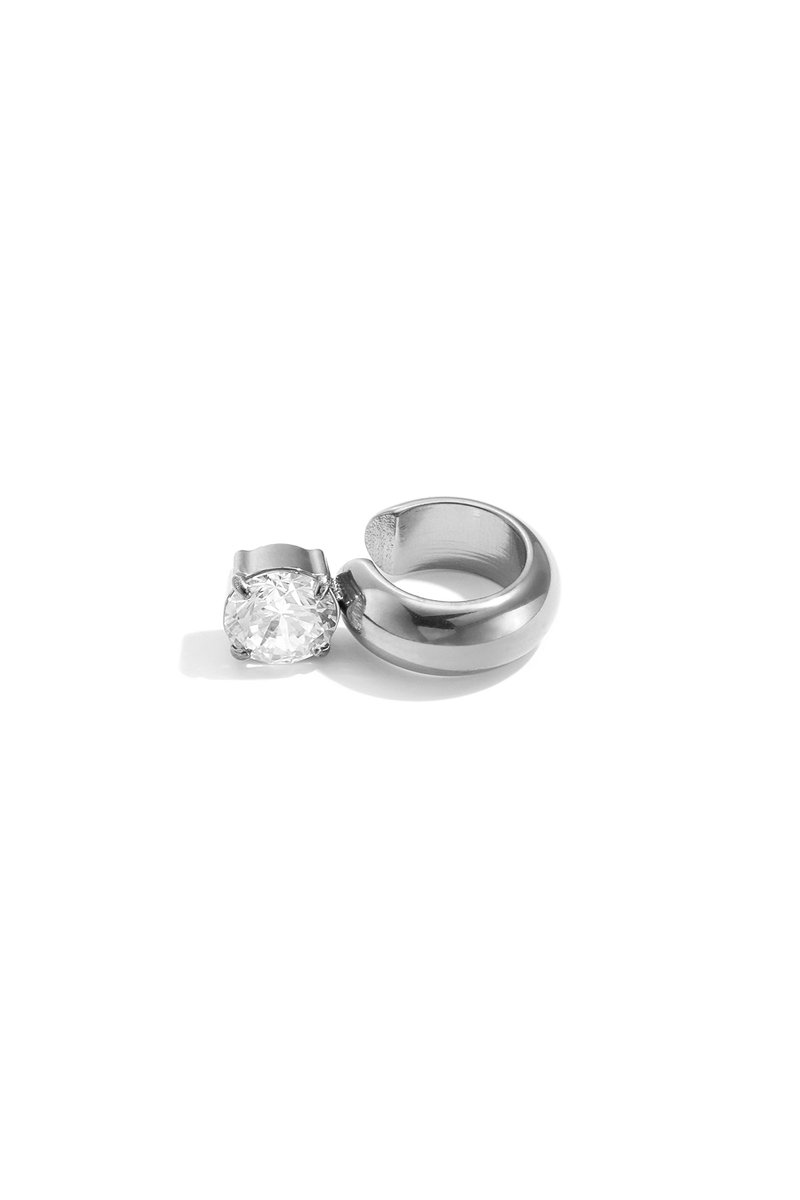 Lumé - Geometrische Oormanchet - Zirkoon - Stainless Steel - - Zilver