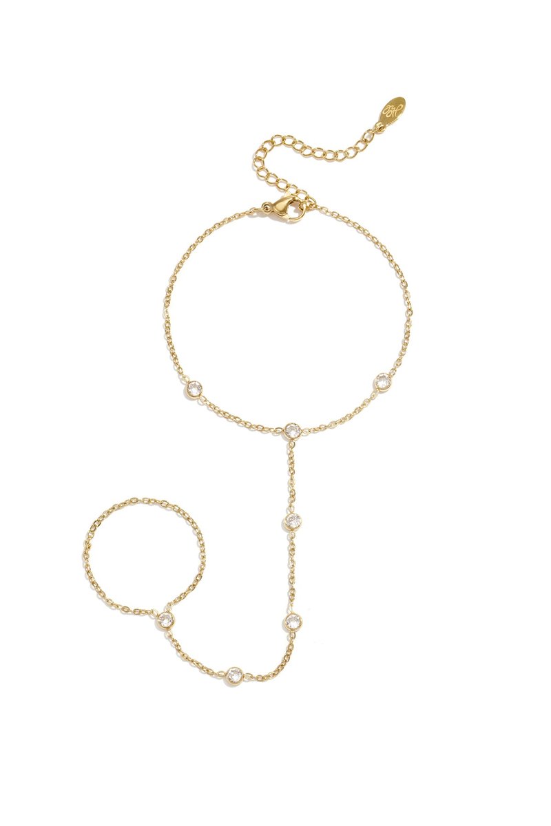 Lumé - Hand Chain - Strass - Stainless Steel - - Goud