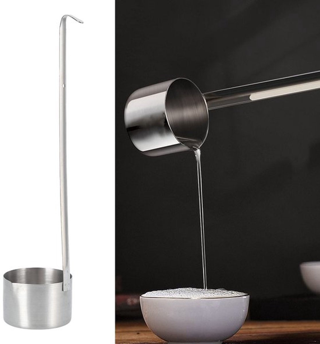 Wijnlepel - Roestvrijstalen Lepel - Met Lange Steel en Haak - 500 Ml - Multi-Capaciteit - Ideaal voor Wijn en Sauzen - Keukenaccessoire