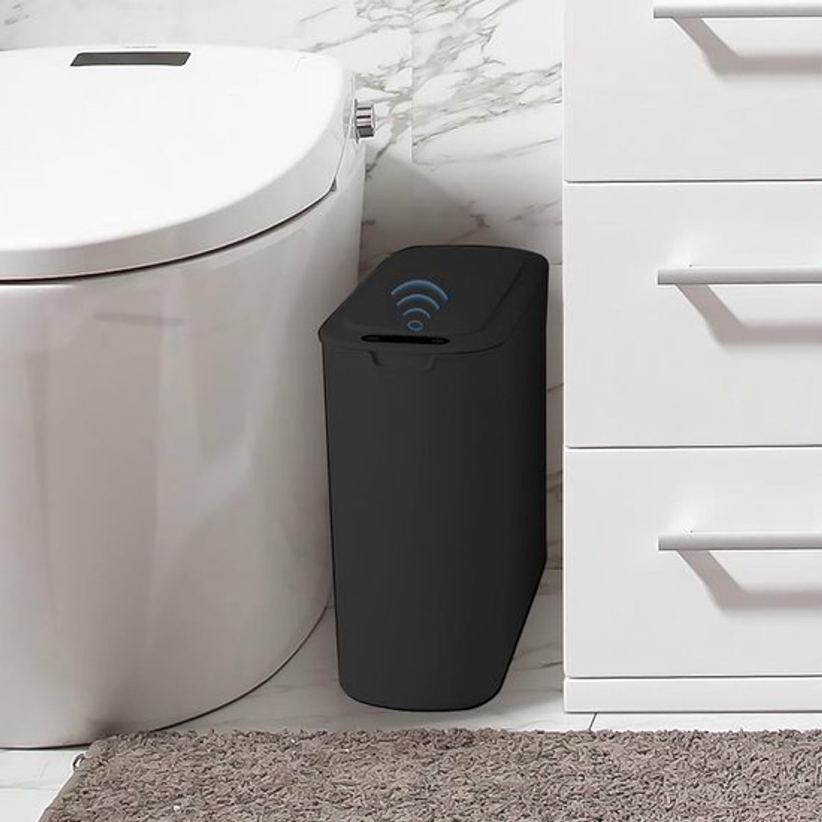 Automatische afvalemmer met sensor, 25 liter, contactloze bediening, soft-close en slimme technologie