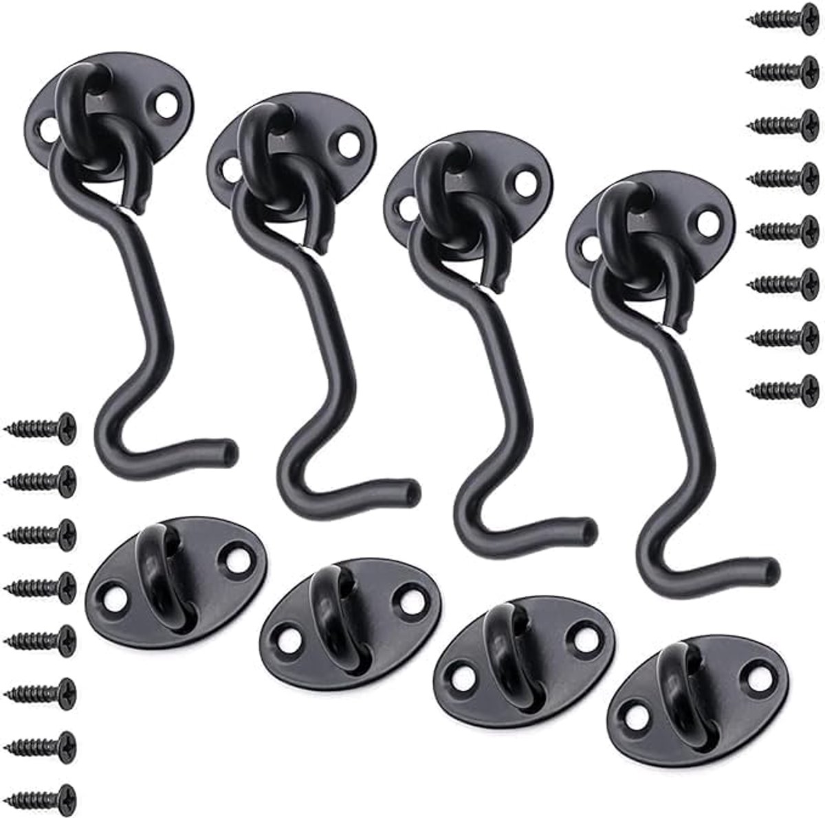 4 stuks stormhaken met oogje, stormhaken, roestvrij staal, cabinehaken, deurhaken, deurhaken, raamhaken, grendeldeur voor deur, garage, hek, raam (7,5 cm/3 inch)