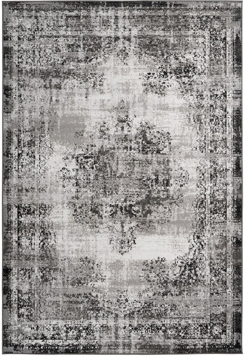Padiro laagpolig vloerkleed 120 x 170 cm - antraciet - oosters vintage - geschikt voor vloerverwarming- van polypropyleen