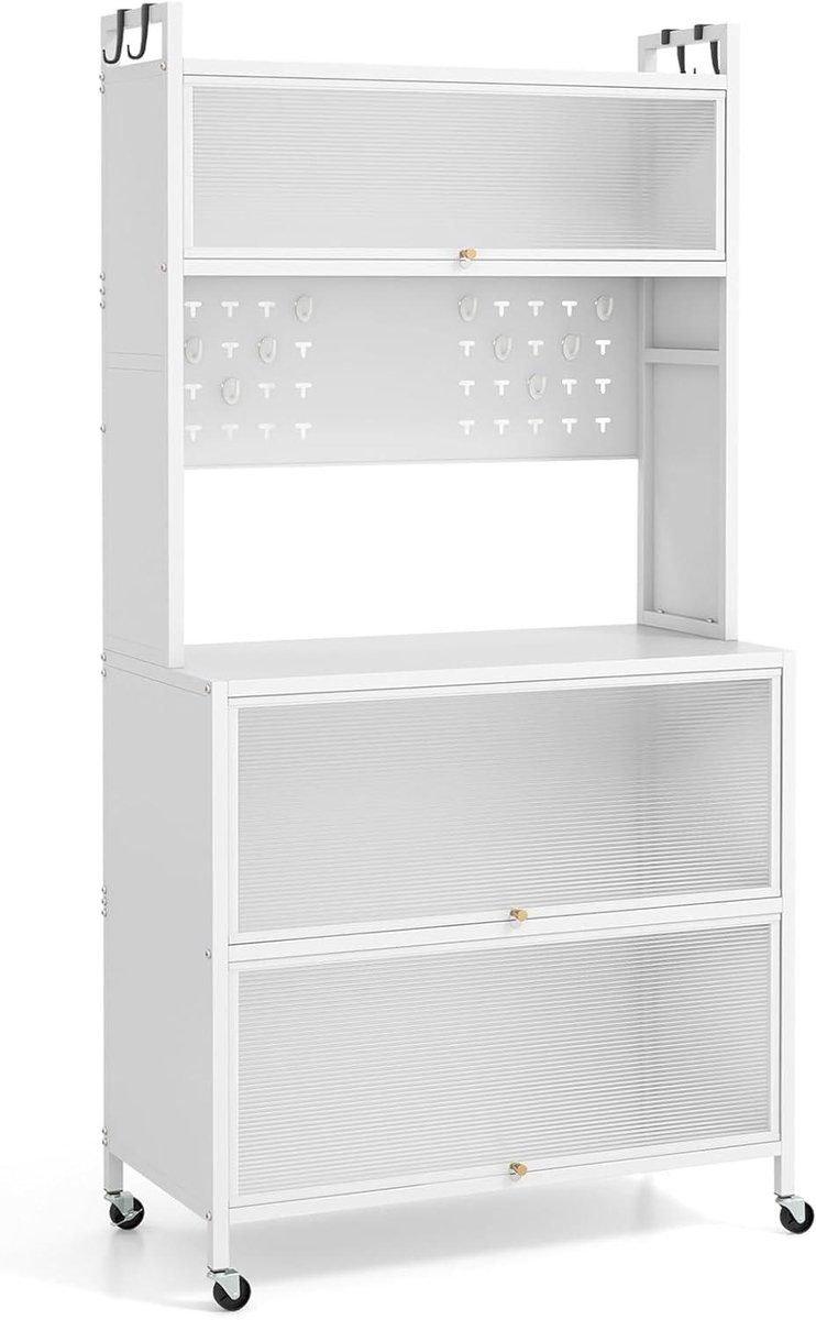 Keukenkast - Buffetkast opslag - Keuken organiseren - Met klapdeuren - 80 x 40 x 160 cm - Wit