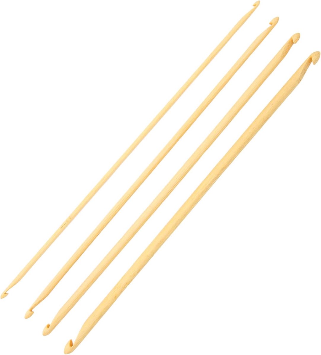 Haaknaalden, 4 Stuks 9,4 Inch Lang Diverse Maten Antislip Bamboe Dubbele Haaknaalden Draagbare Lichtgewicht DIY Tunesische Haaknaalden voor Breien en Naaien