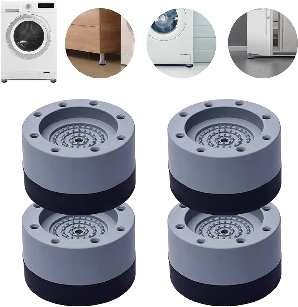 4 stuks anti-vibratievoeten wasmachine voetkussens trillingsdemper wasmachine onderlegger, wasmachine demper voetdempers wasmachines voeten rubber voor droger tafel stoel