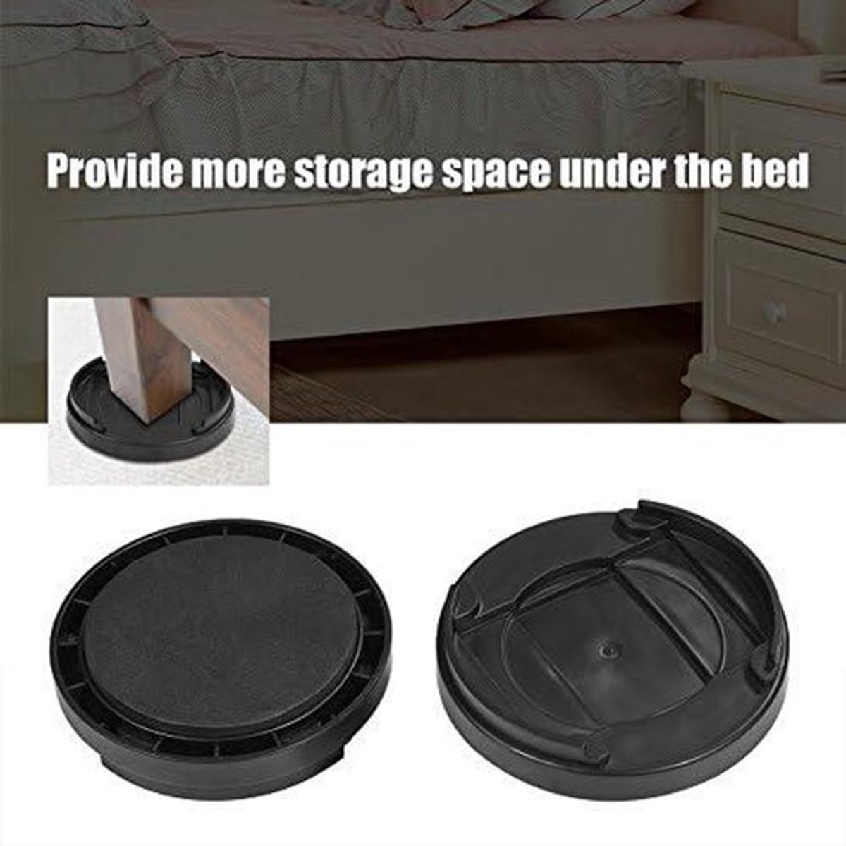 Meubelverhogingen - 8 stuks, antislip voor bed, tafel, stoel - stapelbaar - zwart.