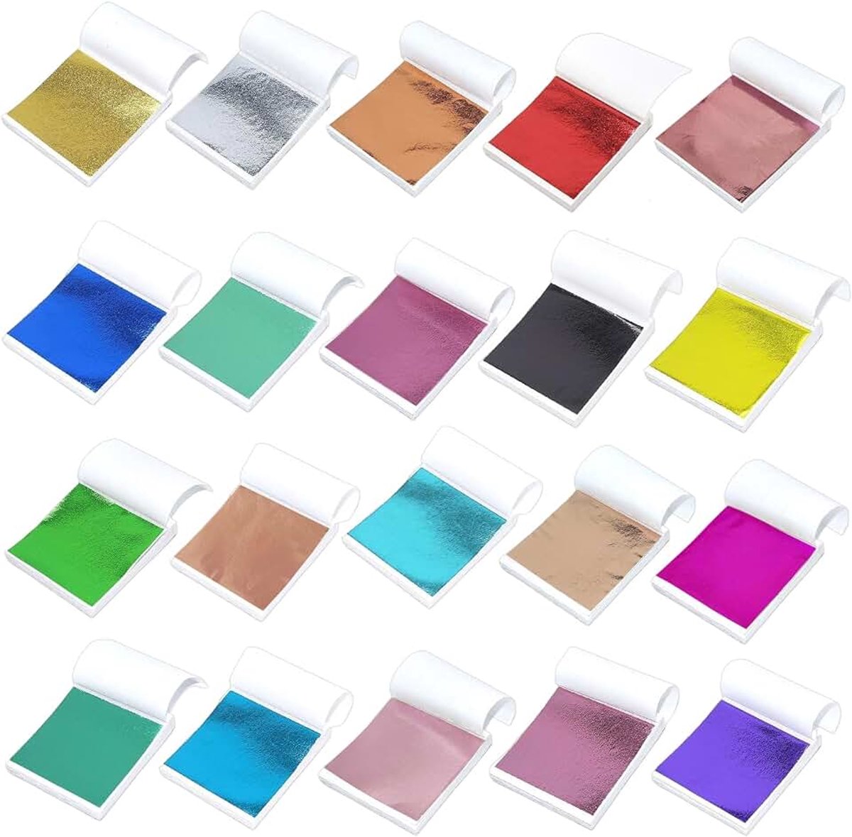 400 stuks kleurrijke goudbladeren, imitatie bladgoud, 20 kleuren goudfolie, 8 × 8 cm, anti-gouden metaalfolie, geschikt voor schilderijen, kunsthandwerk, nageldecoratie, meubels