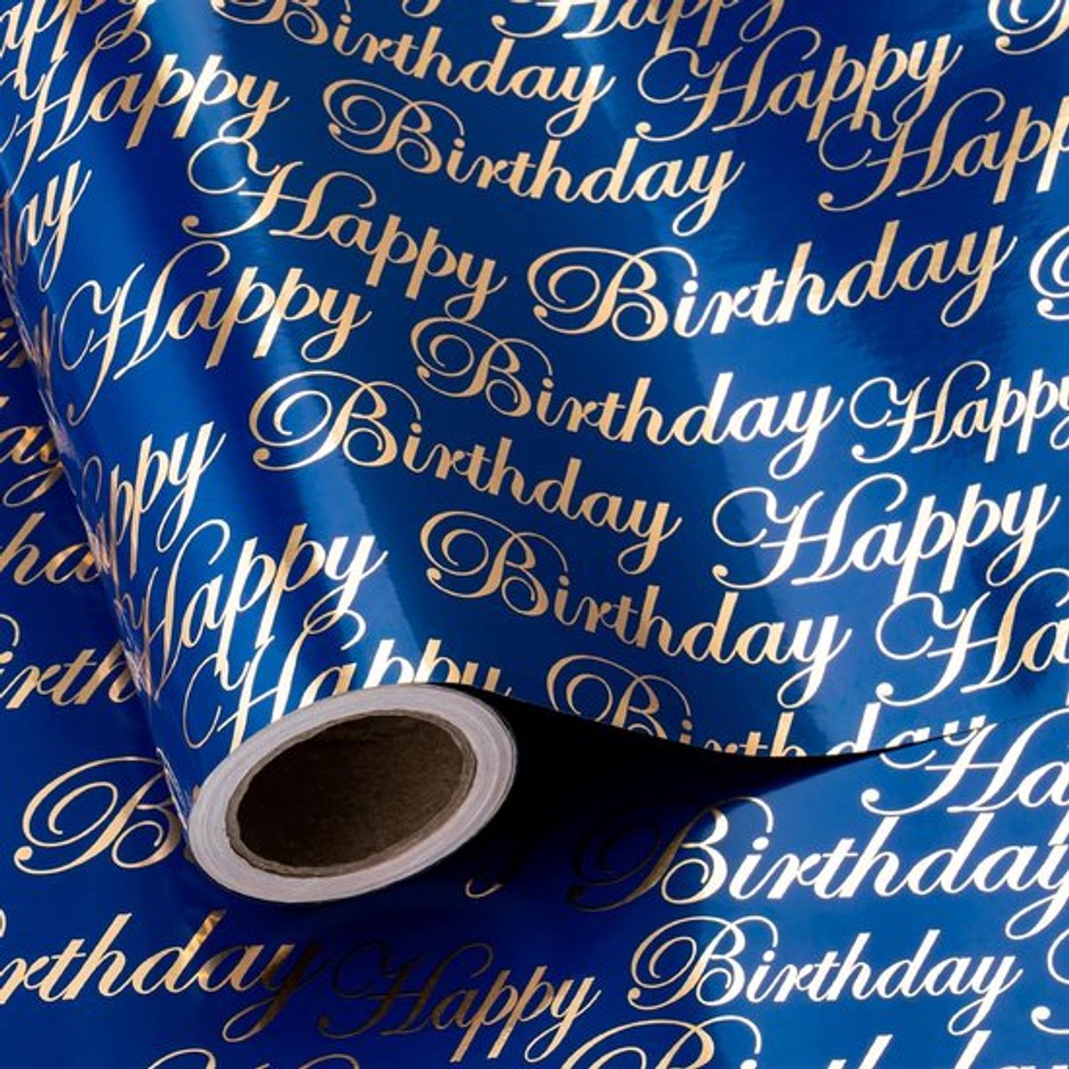 Inpakpapier - Verjaardag - Omkeerbaar - Blauw en Goud - Cadeaupapier - 10 meter - Geschikt voor Feestdagen en Babyshowers