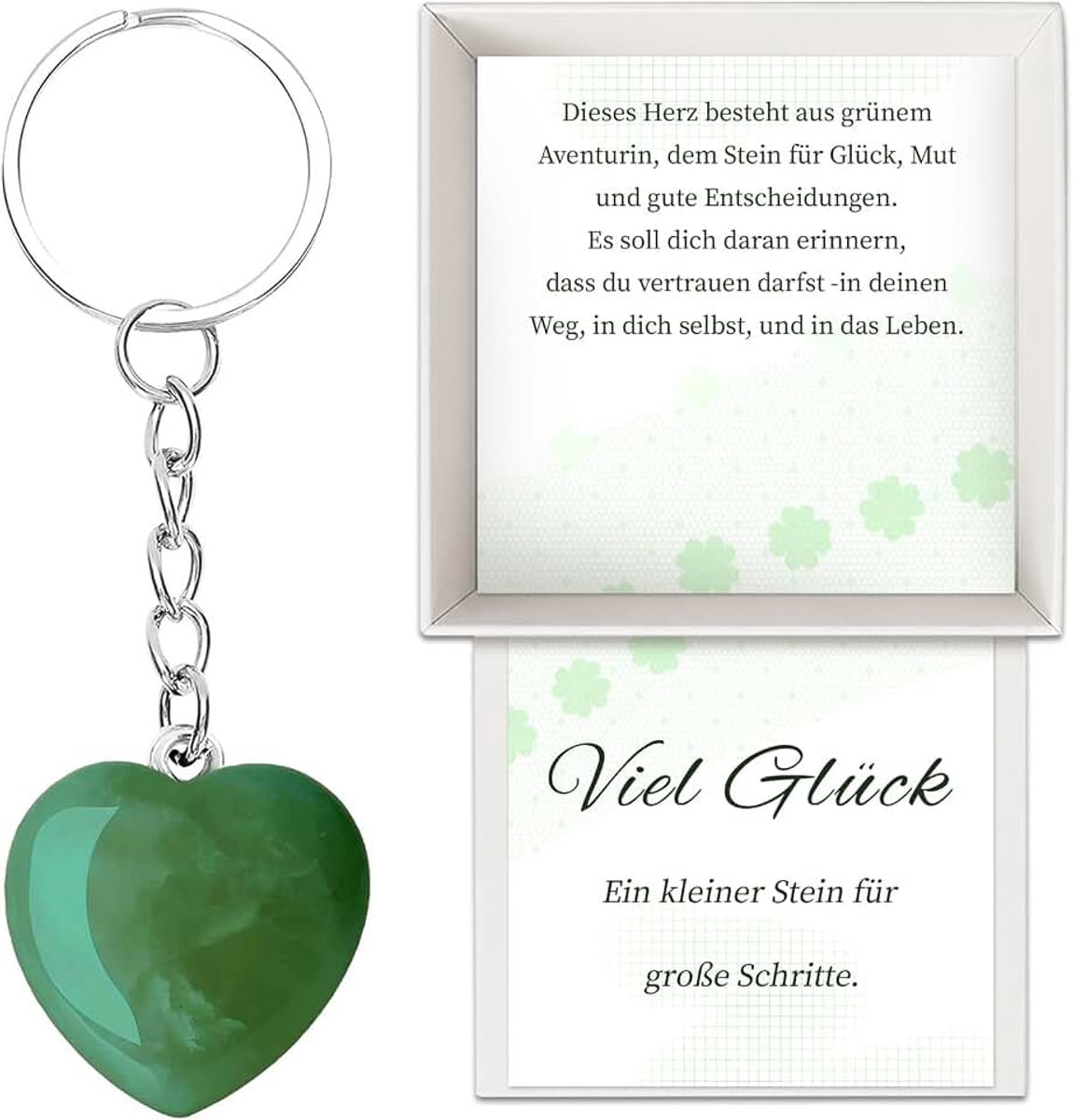 Geschenkdoos met hartsteen, geluksstenen, sleutelhanger, geluksbrenger cadeau, geluksstenen