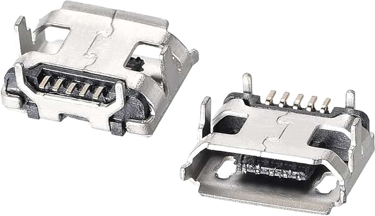 Sourcing map 10 stuks micro USB-stekker, 5-pins DIP 180 graden, reparatieadapter Micro USB Female Curled Edge,10Pcs