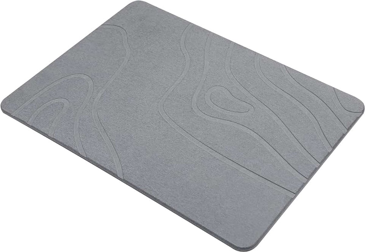 Antislip badmat, natuursteen vloermat, 60 x 39 cm, super absorberende badmat (donkergrijs)