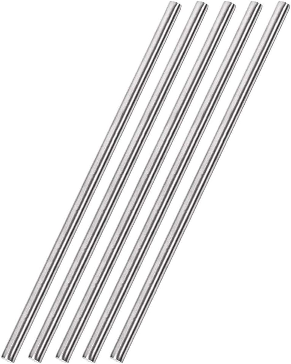 Sourcing map 6 mm x 300 mm staaf van roestvrij staal 304, ronde stang, robuust, voor knutselen, 5 stuks
