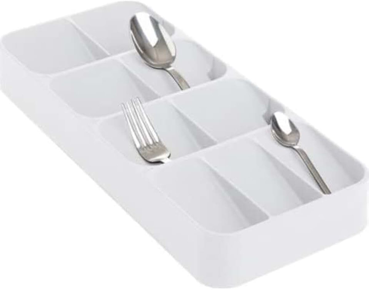Bestekorganizer met negen vakken (wit) voor lade keuken, bestekbak, opbergsysteem keuken, lade-organizer, keuken, opbergruimte, 16,5 cm breed