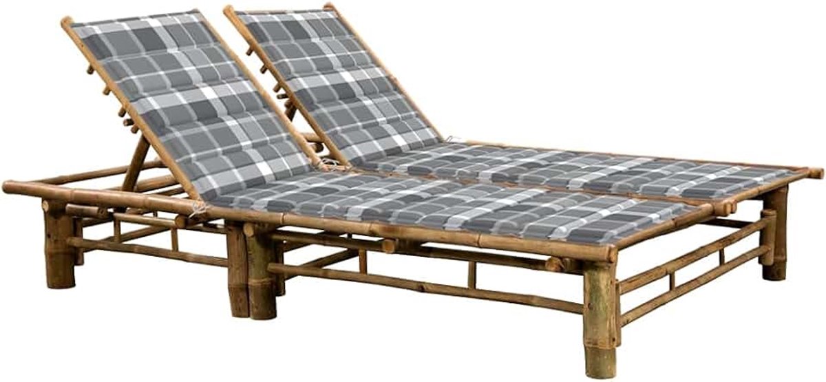 2-zits, ligstoel, met bamboe kussens, voor tuin, zwembad, terras