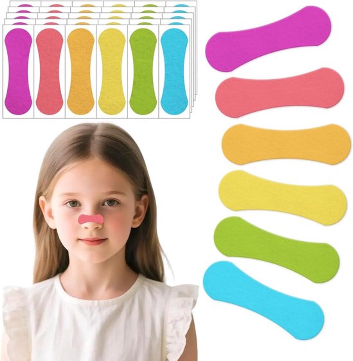 Vijfdelige set neusstrips met cartoonfiguren voor kinderen, neusstrips voor jongens en meisjes, anti-snurk neusclips, neustape voor een goede nachtrust voor kinderen