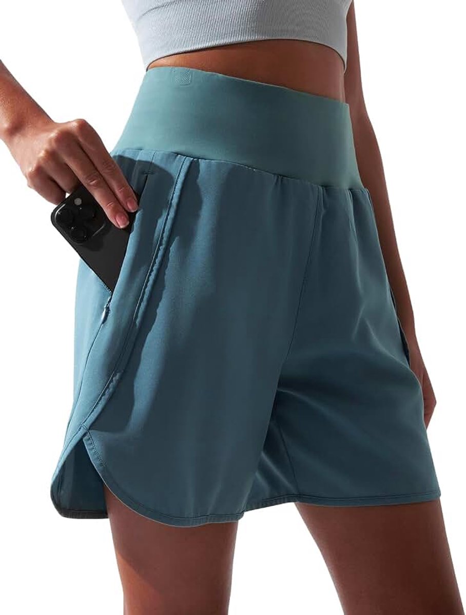 Shorts Zomer 2 in 1 Gym Shorts Sneldrogende Atletische Yoga Workout Shorts met Rits Pocket