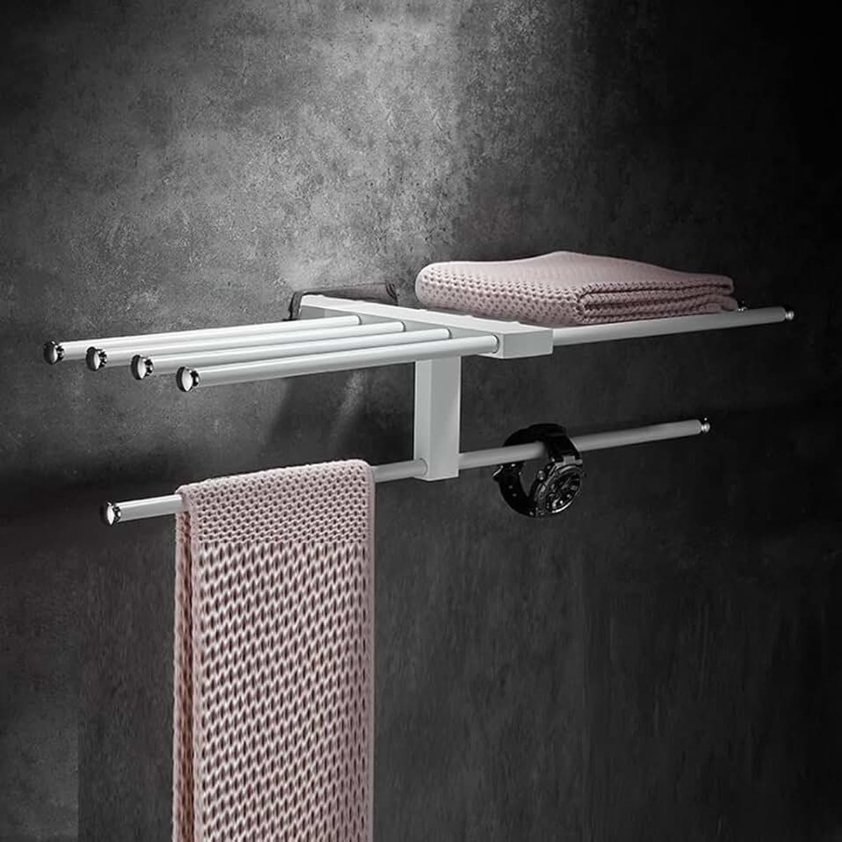 Handdoekenrek Wandmontage Handdoekhouder, Badkamer Eenvoudig Handdoekenrek, Alle Koperen Badkamer Kleding Opberger Handdoekenrek, Zwart en Goud Muur Hangend Opbergrek good