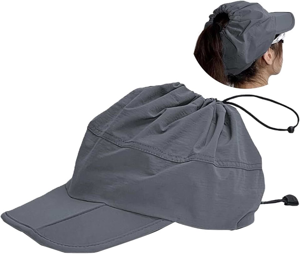 Honkbalpet voor dames, opvouwbaar paardenstaart-design, baseballcap voor dames, zonwering, sneldrogend, ademend, licht, sportmuts, verstelbaar