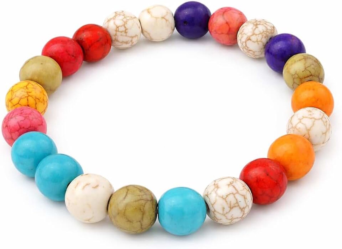 Kralen 8 mm steen gemengde kleur set kralen kralenketting parelketting siersteen kralen met gat om te rijgen voor sieraden, ketting, armband
