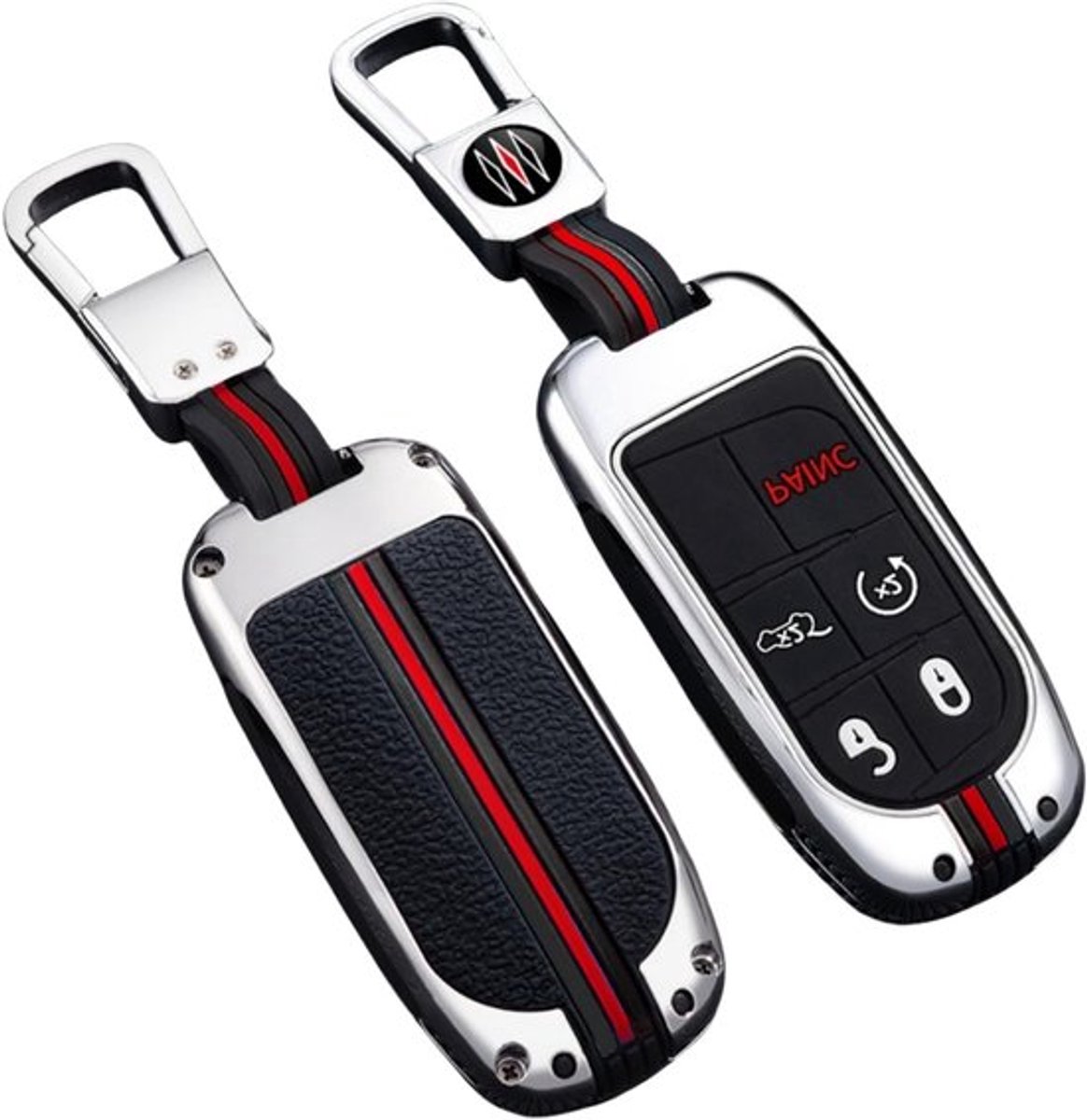 Zinc Legering Autosleutel Hoes voor Jeep Grand Cherokee en Chrysler 300C - 360° Waterdicht, Driekleurige Fluorescentie, Bescherming voor Sleutels met 5 Knoppen