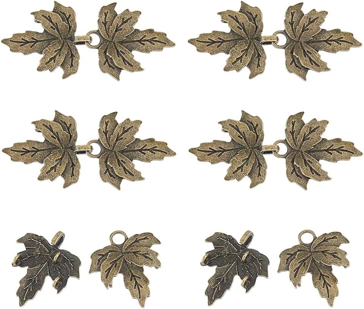 6 stuks cardigan clip metalen sluiting pullover clip esdoornblad haak clip vintage schouderdoeken capes gesp antieke bronzen clip voor doe-het-zelf decoratie poncho's trui schouderdoeken