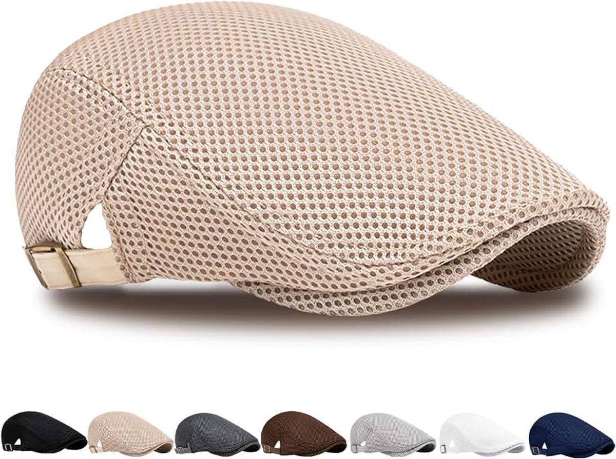 Zonnehoed baret heren zomer ademend mesh, platte pet dames