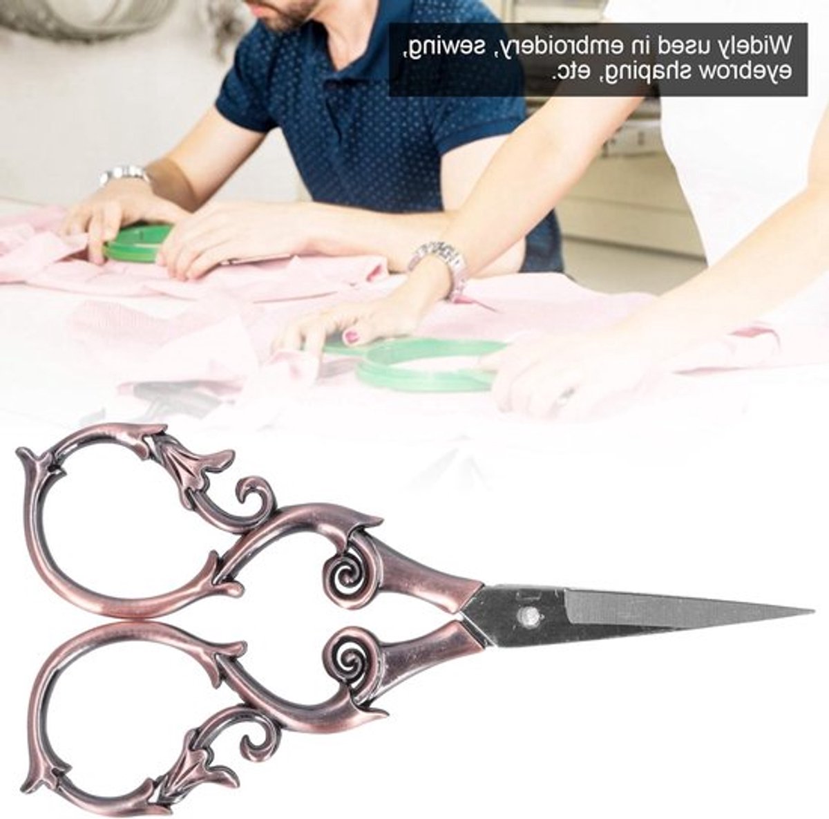 Vintage Europese Stijl Scharen met Bloemdesign - RVS Borduurschaar voor Naaiwerk en Handwerk