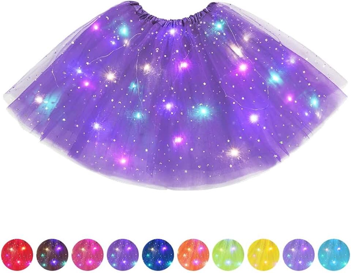Dames tutu rok met LED-licht, tule tutu rok voor volwassenen, balletdansjurk, mooie elastische Halloween-festivaljurk, carnavalsfeestkostuum