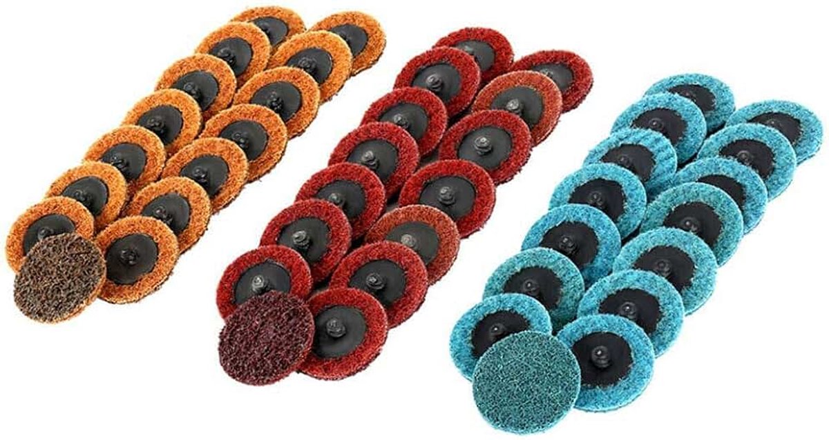 Change Disc, 10PCS 2 inch Surface Conditioning Schuurschijf R-Type Quick Change Disc voor Surface Prep Strip Grind Poolse Finish Burr Rust Paint Removal 80-120# Geel