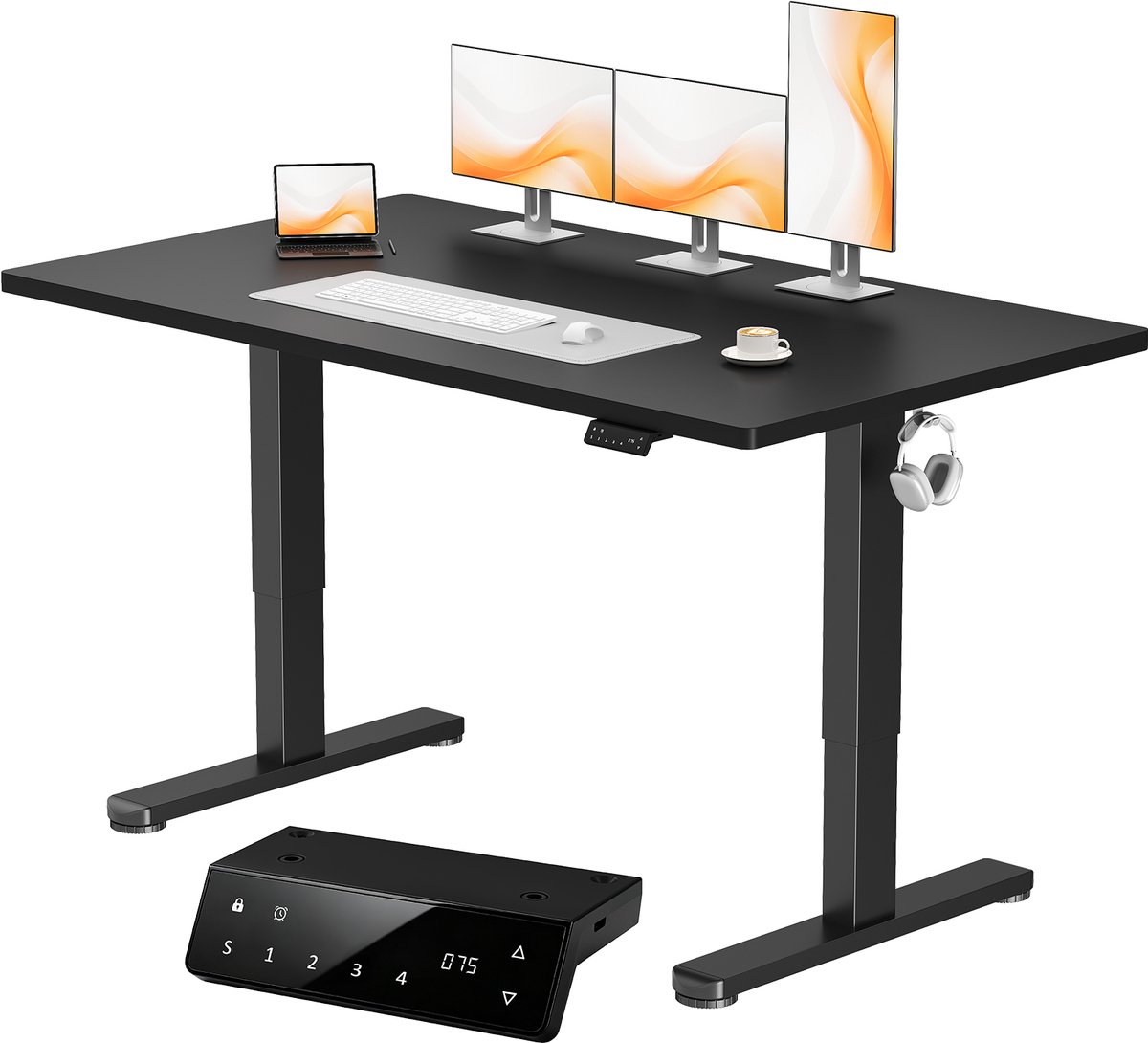 Devoko elektrisch zit-sta bureau 160 x 80 cm - dubbele motor, stevig 25 mm werkblad uit één stuk, USB en USB-C