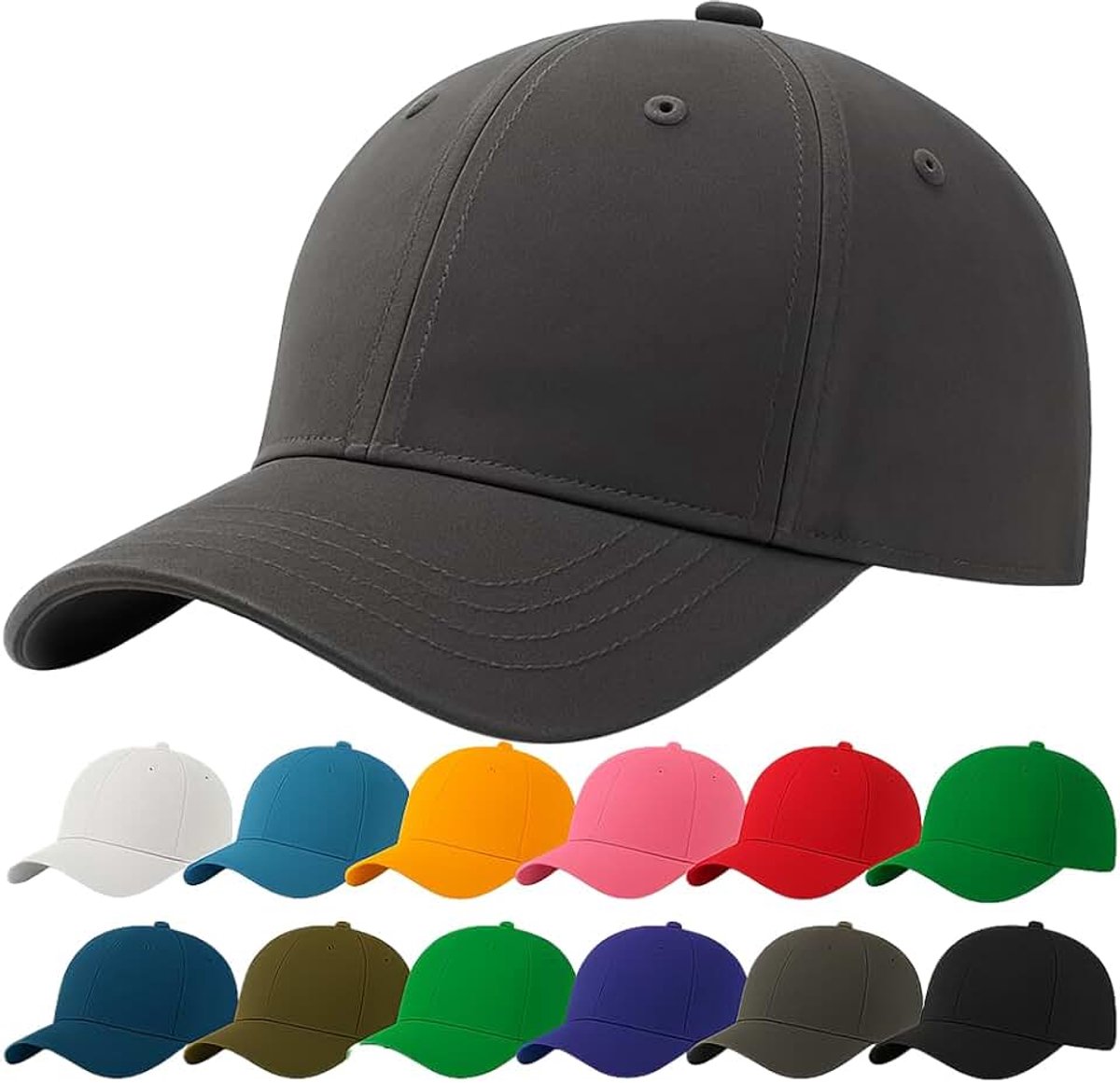 Pet Zwart voor Heren & Dames – Verstelbare Unisex Pet 54–60 cm – 100% Katoen, Ademend & Lichtgewicht – Baseball Cap Zonder Logo voor Dagelijks Gebruik, Sport & Vakantie