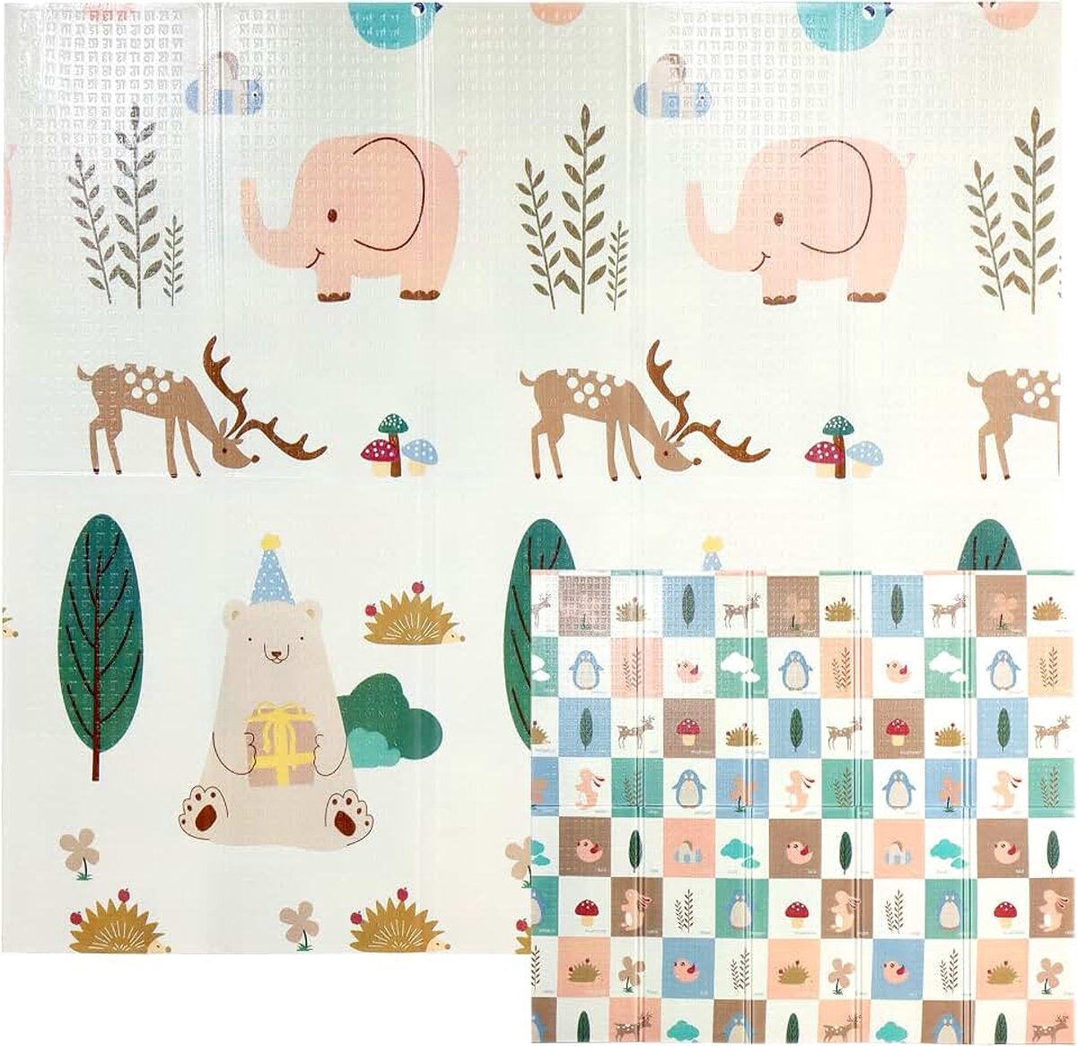 Omkeerbare speelmat, inklapbare kindermat, XPE-speelmat, opvouwbare speelmat, dubbelzijdige mat, waterdicht, niet giftig 196x175x1cm