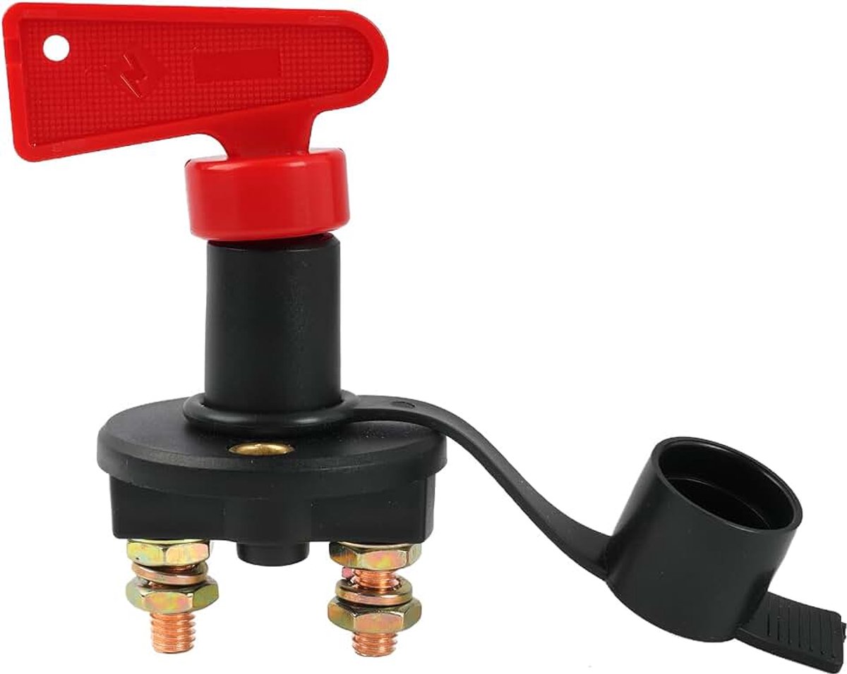 12V schakelaar voor het ontkoppelen van de batterij, Sluitingsschakelaar, Batterijisolator met sleutels voor boot, Auto, Capaciteit Max 200A, Sluitingsschakelaar voor elektrische veiligheid (1)