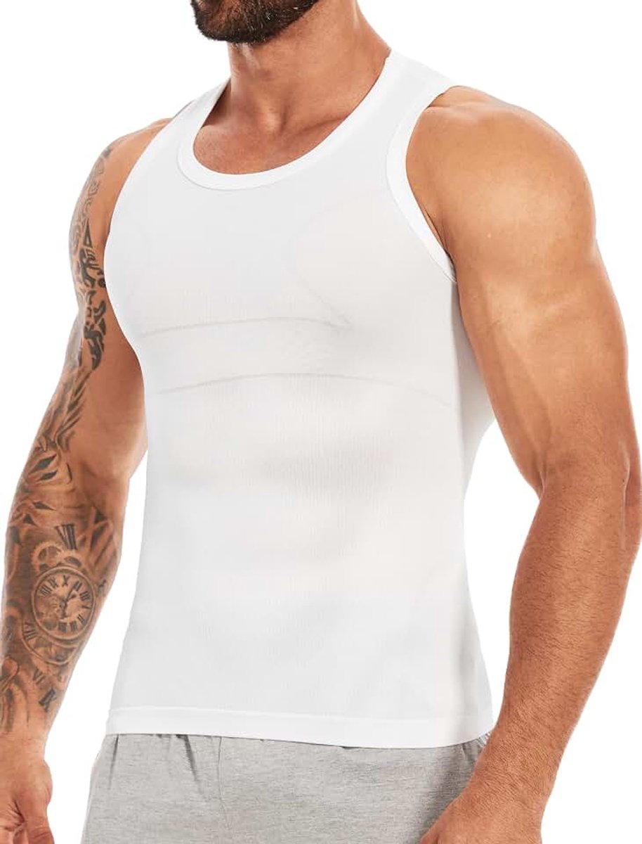 Shapewear Compressieshirt voor heren, mouwloos, bodyshaper, elastisch, buikweg onderhemd, tanktop voor heren, tanktop, figuurvormend, buikweg shirt, heren vest