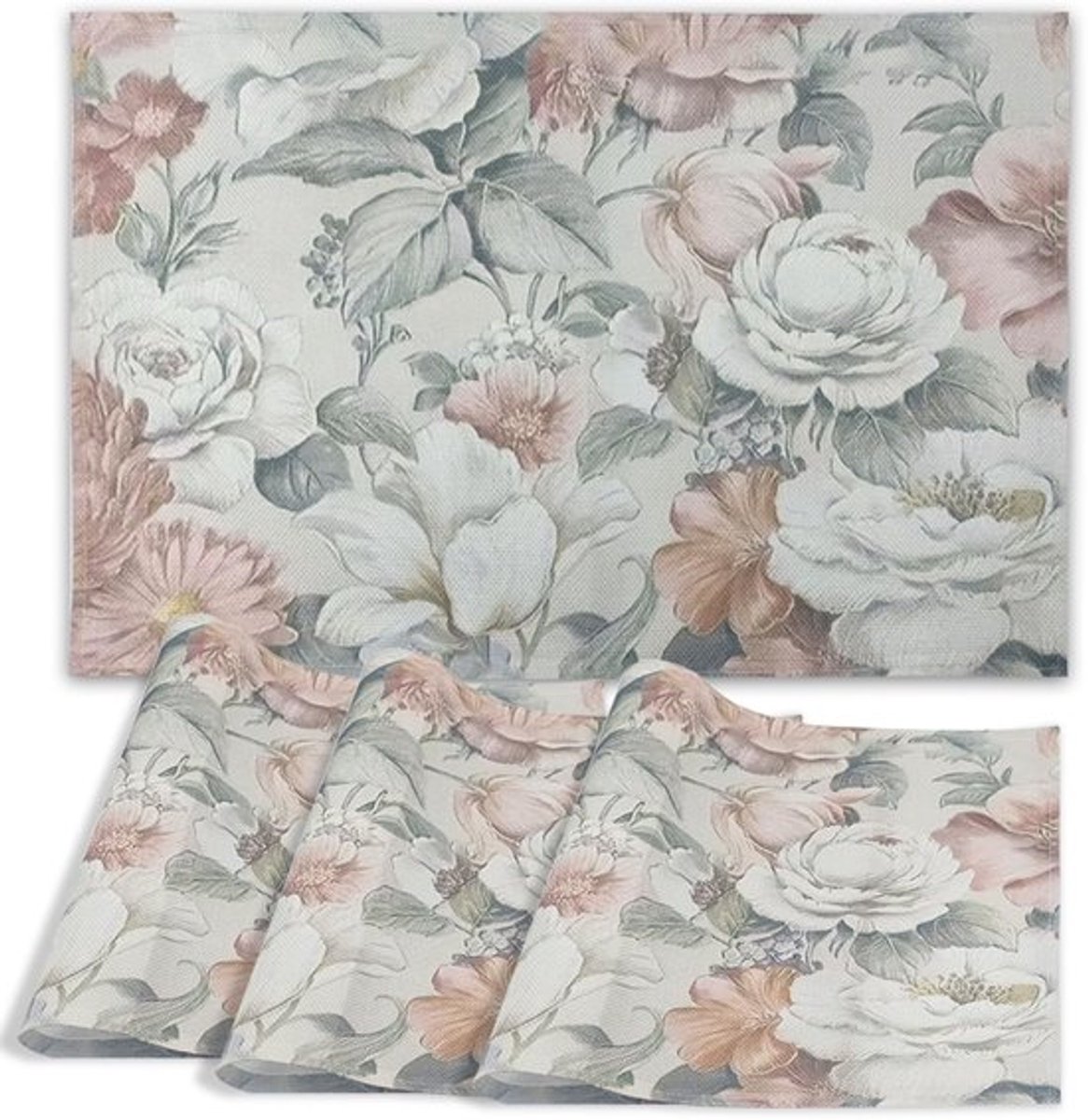 Placemat Afwasbaar - 4 Stuks - 45 x 30 cm - Bloemen - Lente/Ronde Placemat - Keuken Woondecoratie - Duurzaam Polyester - Tafelmat
