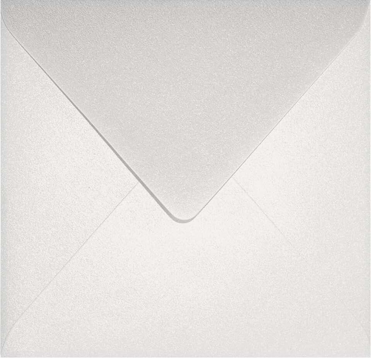 25 parelmoer wit vierkante enveloppen zonder venster 153x153mm Aster Metallic White puntflap glanzend voor uitnodigingen wenskaarten bedankbriefje