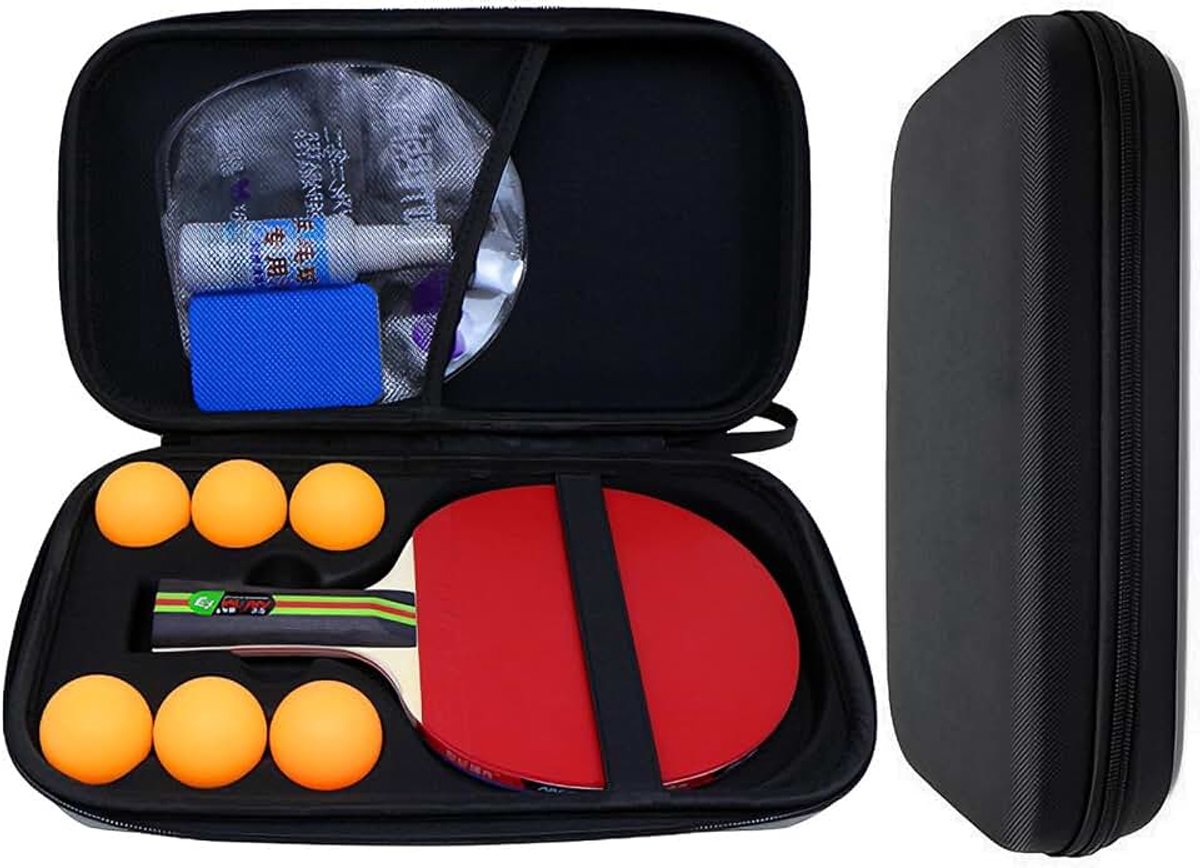 Hoes, tafeltennisbatje tas tafeltennis, tafeltennisbatje hoes waterdicht, tas voor pingpongbatjes, tas met gevoerde batjesvakken (31,5x18x6,5 cm)