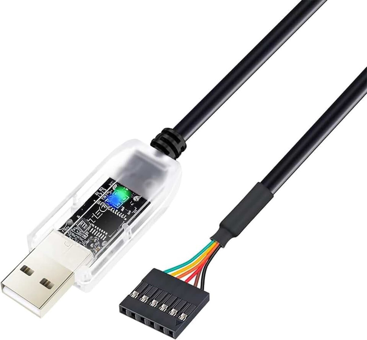 USB naar TTL adapter FTDI chip 3,3 V 6-pins USB naar UART debugkabel FT232RNL IC seriële converter, led-indicatoren voor Windows 11 10 8 7 XP Mac Linux eenvoudig debuggen en programmeren (1,8 m)