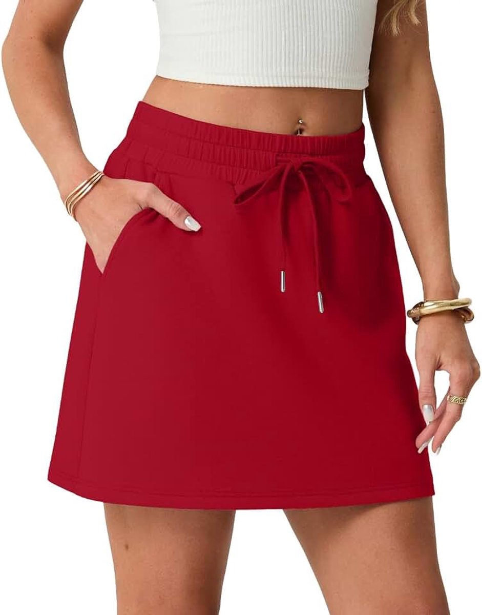 Skort, tennisrok voor dames, met broek, onderbroek, kort, voor sport en vrije tijd, A-lijn, elastische tailleband, sportrok