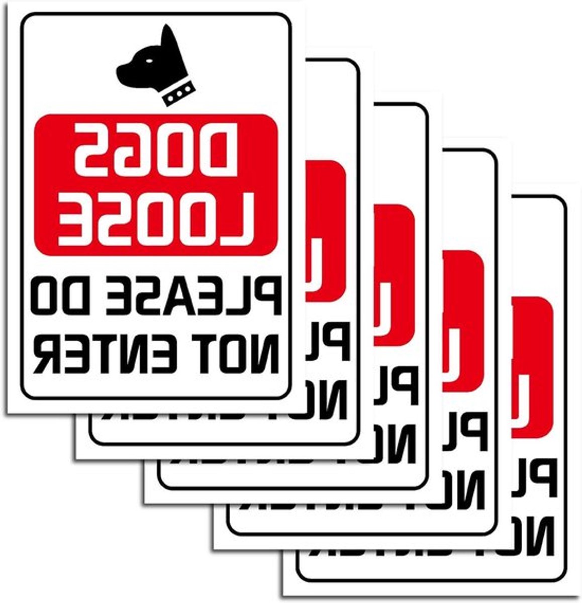 - Waarschuwingsstickers - Los alsjeblieft niet invoeren - Waterdichte PVC - Stickers - Honden - Veiligheid - Geschikt voor tuin - Rood set van 5 - 9,8 x 16,9 inch