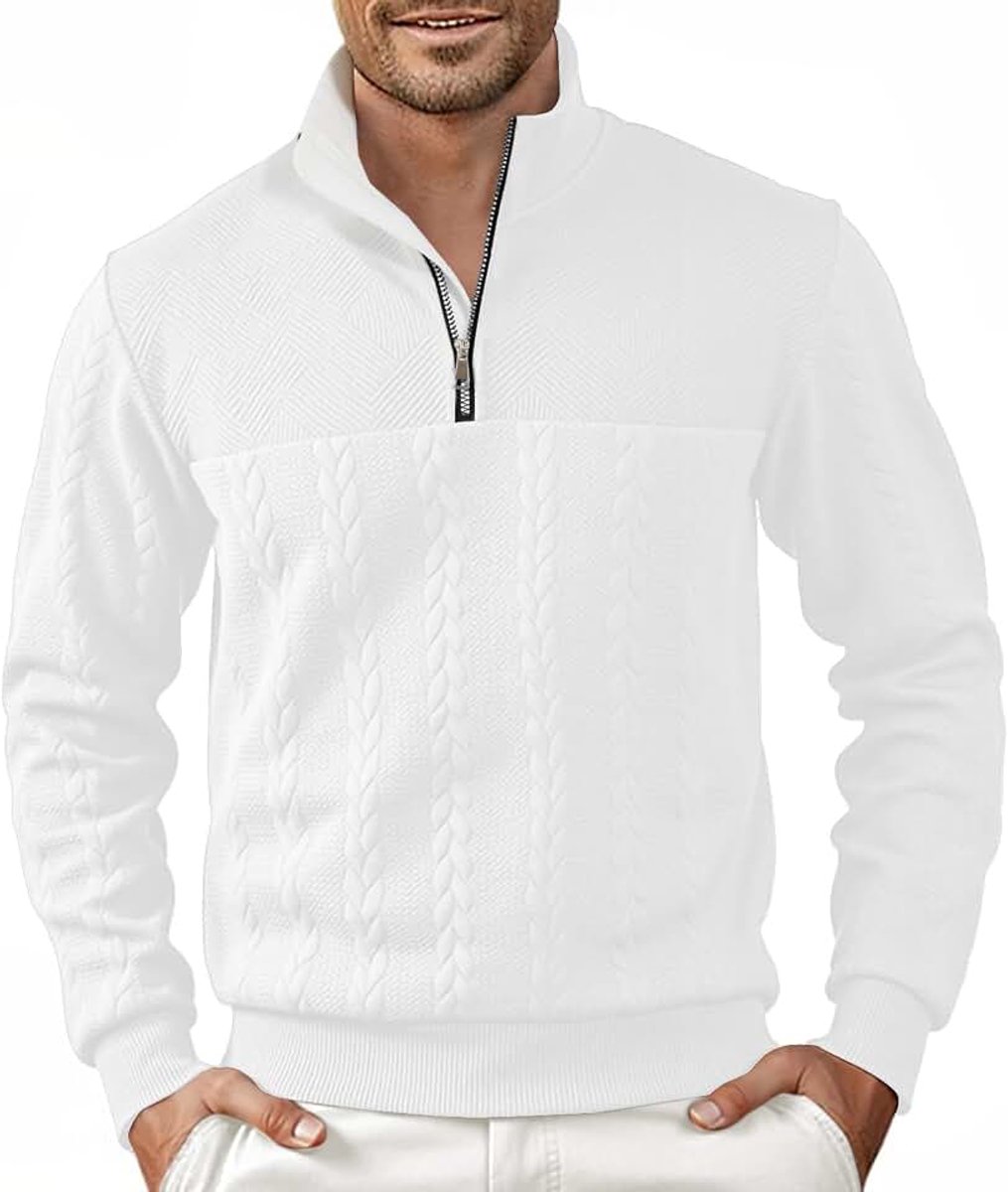 Pullover heren zip hals sweatshirt opstaande kraag gebreide trui lange mouwen lichte werktrui