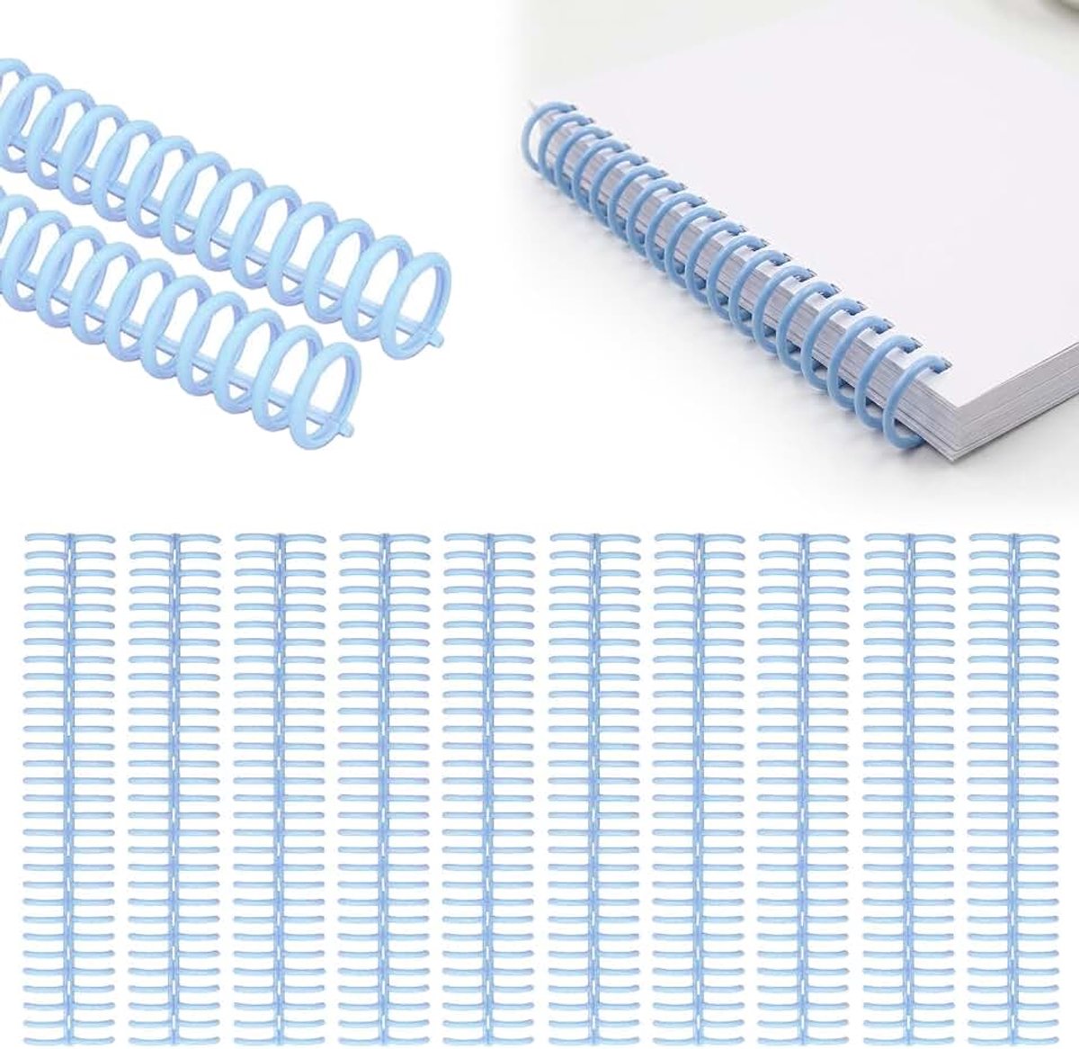Bindruggen, 19 mm / 0,75 inch diameter bindkammen 30 ringen 150 vel capaciteit zelfsnijdende spiraalvormige bindspoelen voor A4 B5 A5 papier (Light Blue)