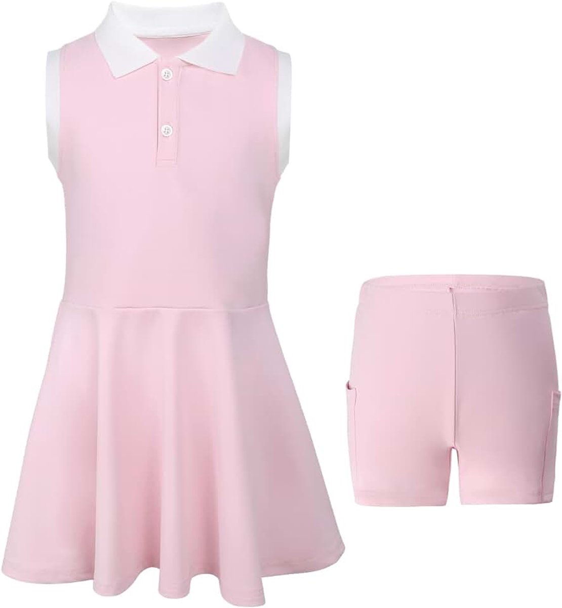 Tennisjurk voor meisjes, met aparte shorts, zakken, mouwloos, golf, atletische jurk, polojurk, tennisoutfit, 5-15 jaar