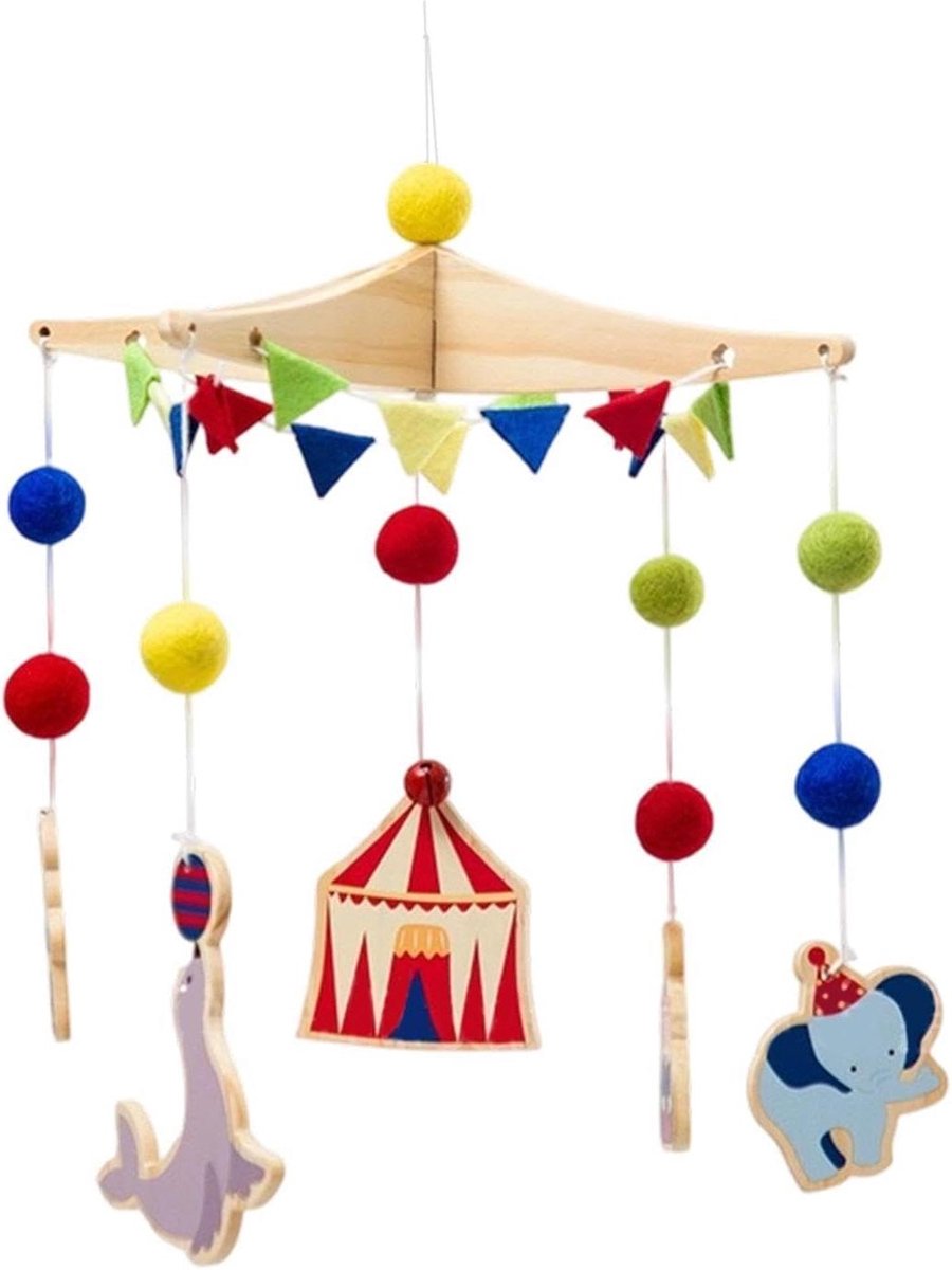 Babynest Mobiel - Wieg Activiteit Muziekmobiel - Babykamer Decoratie - Interactieve Sensorische Elementen - 27 x 45 cm - Multicolor
