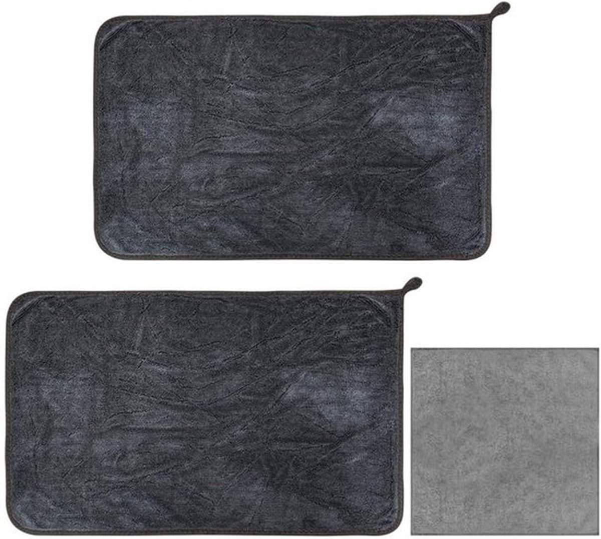 Autohanddoeken - Microvezelhanddoeken - Sterke wateropname - Donkergrijs - Keukendoek - Perfect voor auto en thuis - 2 stuks + 1 doek