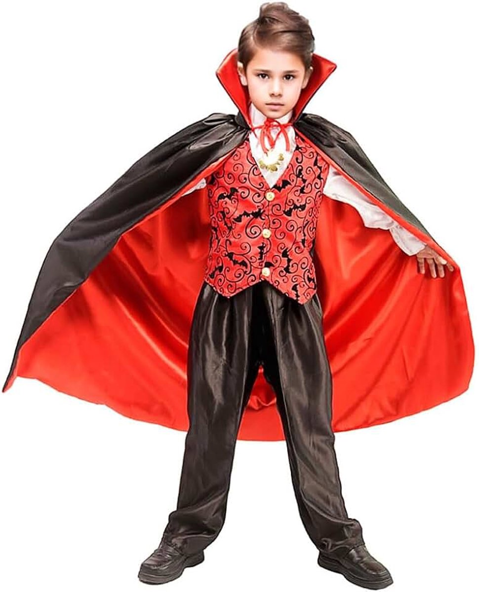 Kostuumset voor kinderen, met cape, top, broek, stropdas, vampier, cosplay kostuum voor carnaval, Halloween