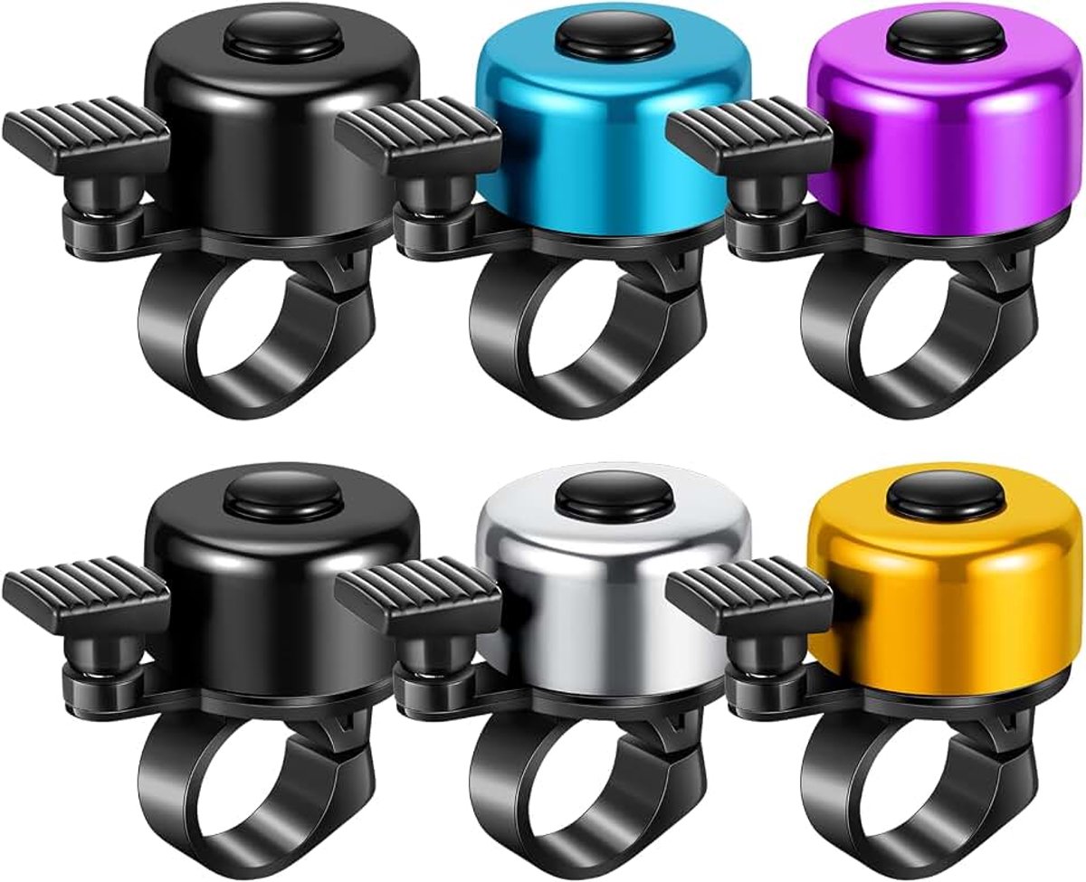 Fietsbel, 6-delige set, 120 dB, luid, mini-fietsbel voor kinderen en volwassenen, mountainbike scooter, 5 kleuren, eenheidsmaat